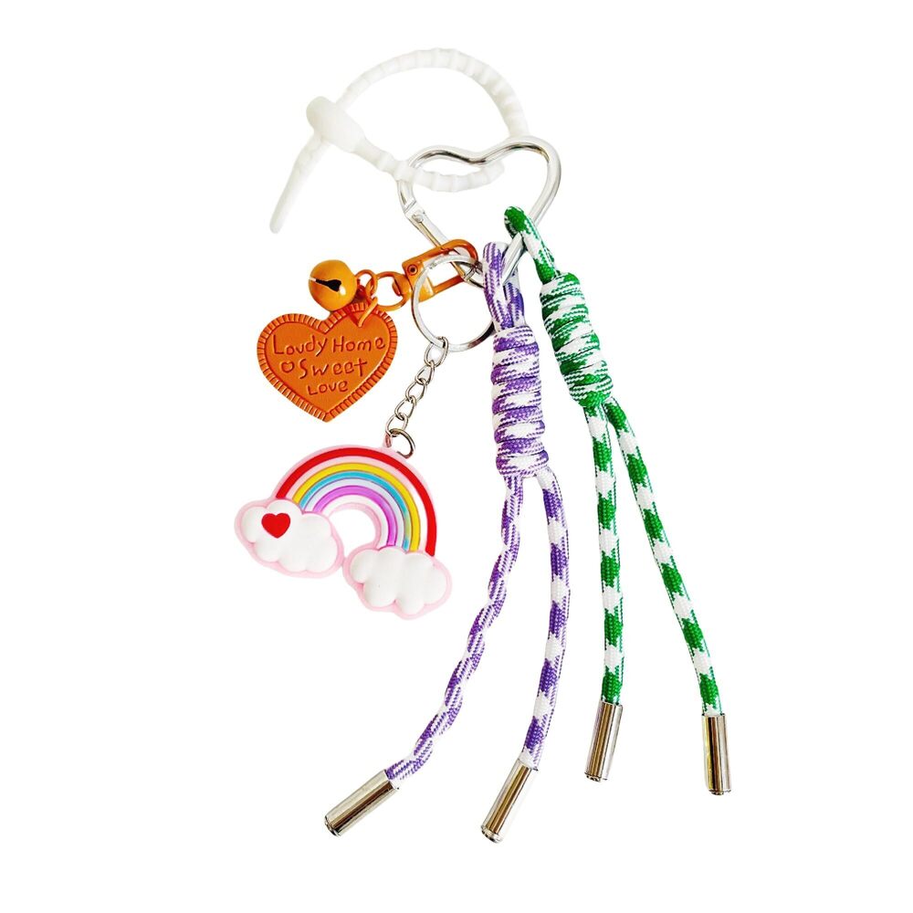 8468 Cute Rainbow Braided Keychain Bag Charms for Handbag Purse Backpack
